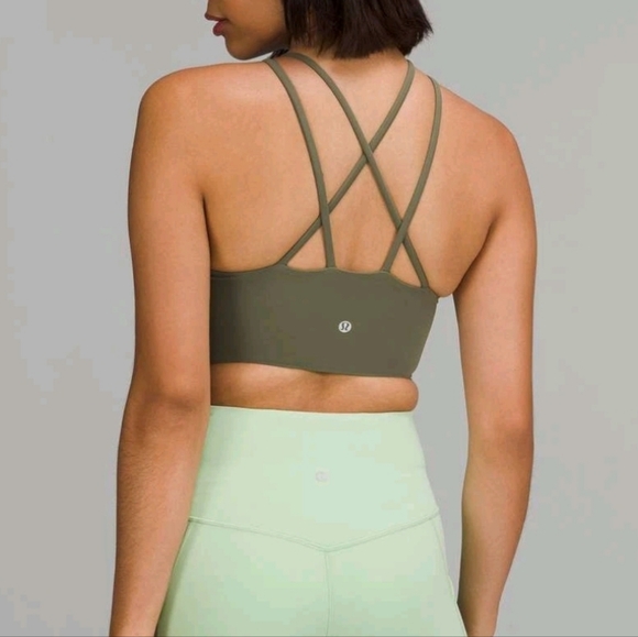 Lululemon Like A Cloud High Neck Longline Sports Bra 4 Light Olive - Picture 4 of 4